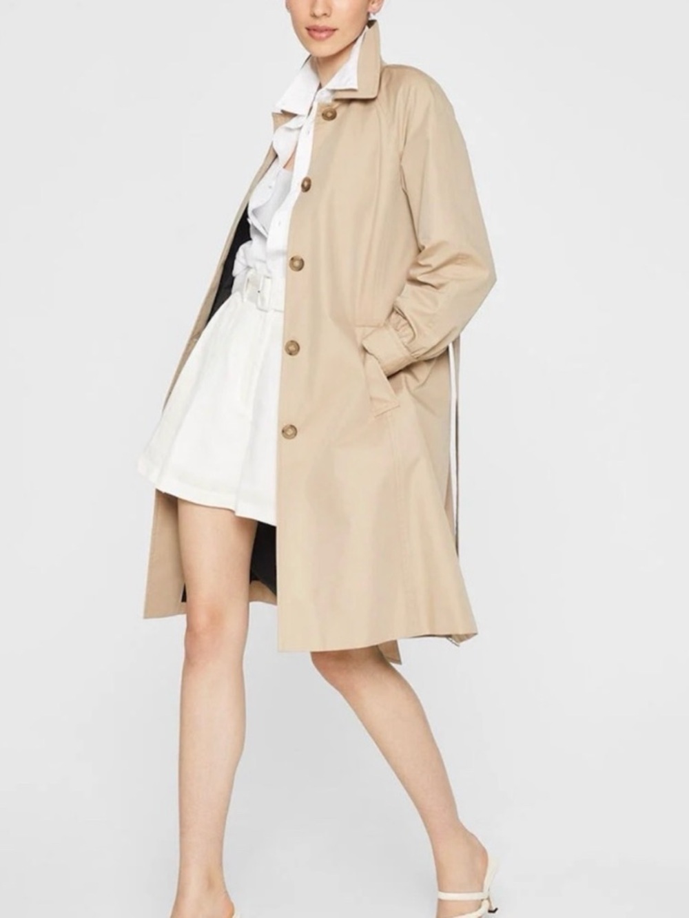 Club Monaco Light Beige Belted Trench Coat